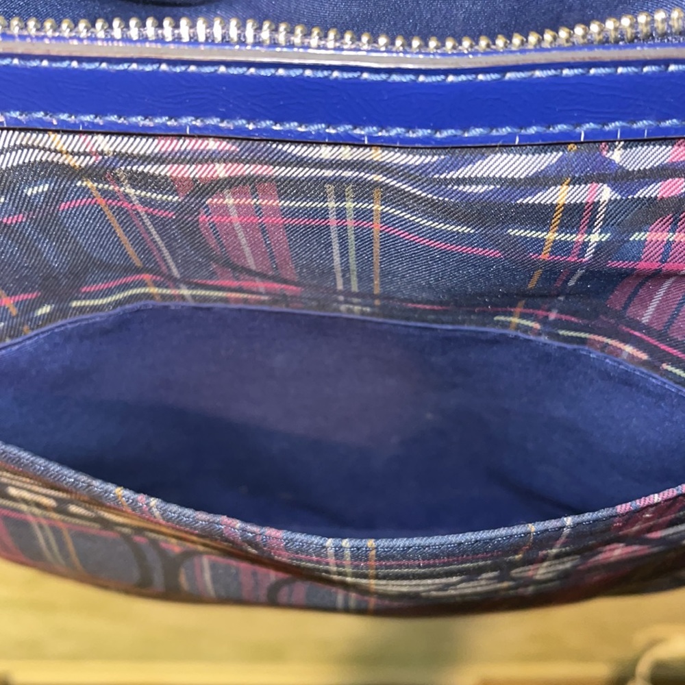 Vintage Coach Tartan Purple/Blue Plaid Shoulder Purse - Picture 9 of 9